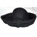 Vintage Junior B Black Raffia Wide Brim s Hat with Turned Up Brim Sz M  eb-47151966